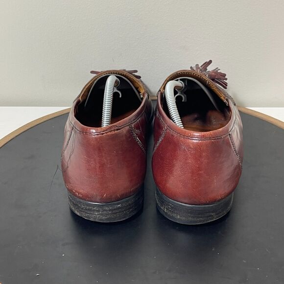 Florsheim Mens Tassel Loafers Burgundy Leather Made in Italy 10 D Dress Shoe main image 4